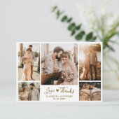 シックエレガント金ゴールドスクリプト5 Photo Collage結婚's サンキューカード (スタンド正面)