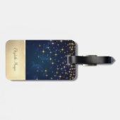 シックエレガント金ゴールドスターズネイビーブルー ラゲッジタグ (裏面横)