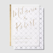 シックエレガント金ゴールドストライプスクリプ結婚ト ベラム紙招待状 (オフセット (招待状))