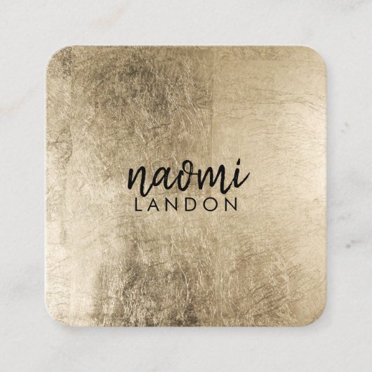 シックエレガント金ゴールドスモダンクエアのミニマリスト スクエア名刺 (正面)