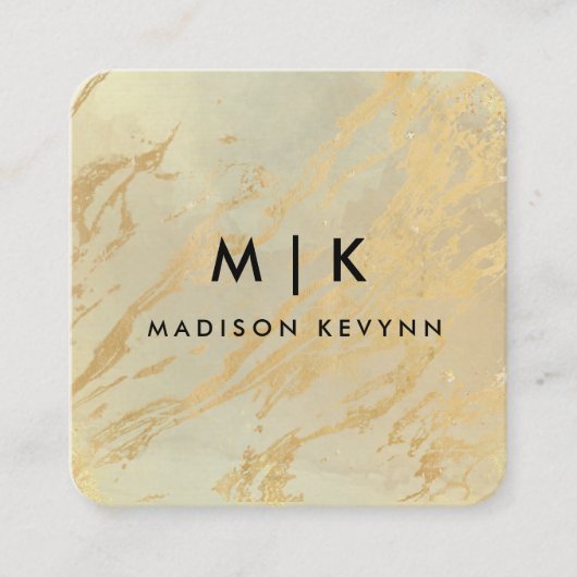 シックエレガント金ゴールドスモダンクエアのミニマリスト スクエア名刺 (正面)