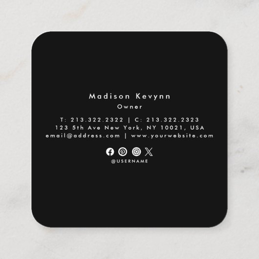 シックエレガント金ゴールドスモダンクエアのミニマリスト スクエア名刺 (裏面)