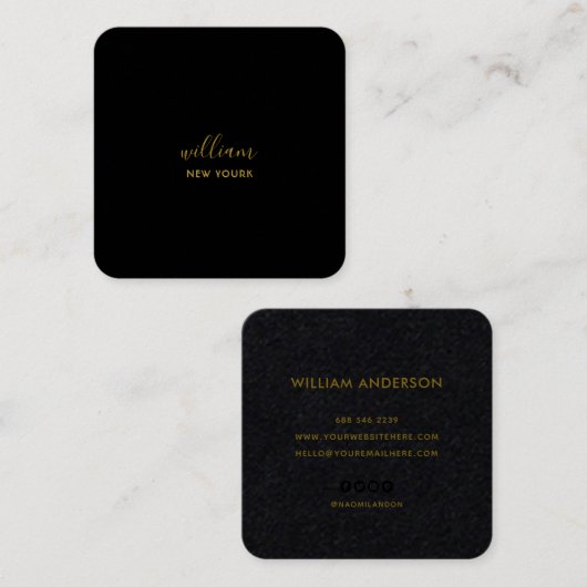 シックエレガント金ゴールドスモダンクエアのミニマリスト スクエア名刺 (正面/裏面)