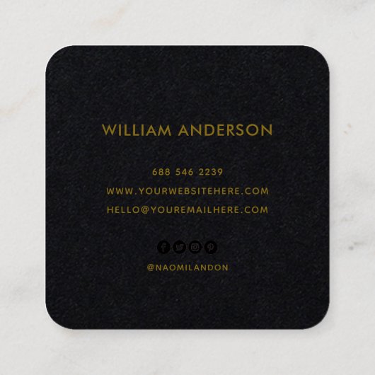 シックエレガント金ゴールドスモダンクエアのミニマリスト スクエア名刺 (裏面)