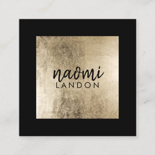 シックエレガント金ゴールドスモダンクエアのミニマリスト スクエア名刺 (正面)