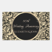 シックエレガント金ゴールドスワーズ記念日 長方形シール (正面)