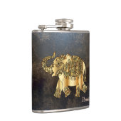 シックエレガント金ゴールドゾウフローラ、レザールック フラスク (右)