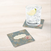 シックエレガント金ゴールドダマスクバラ スクエアペーパーコースター (インサイチュ)