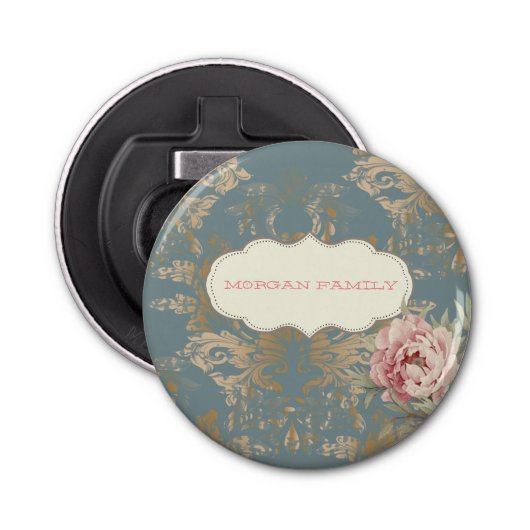 シックエレガント金ゴールドダマスクバラ 栓抜き (正面)