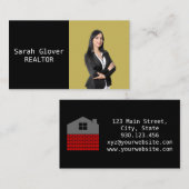 シックエレガント金ゴールドツートーン実在エステートエージェントフォト 名刺 (正面/裏面)