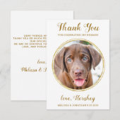 シックエレガント金ゴールドドッグカスタムフォトペットズ結婚ス サンキューカード (正面/裏面)
