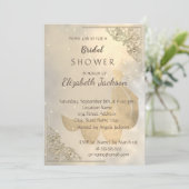 シックエレガント金ゴールドドレスブライダルシャワー 招待状 (スタンド正面)