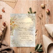 シックエレガント金ゴールドハートボホフラワーズ結婚ーズ 招待状
