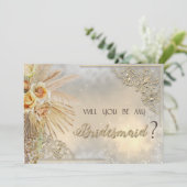 シックエレガント金ゴールドハートボホフラワーズ 招待状 (スタンド正面)