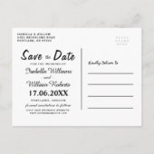 シックエレガント金ゴールドパープルフローラ保存日付 案内ポストカード (裏面)