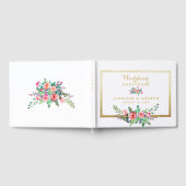 シックエレガント金ゴールドピンクパーソナライズされたフローラ結婚ズ ゲストブック (全面)