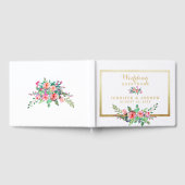 シックエレガント金ゴールドピンクパーソナライズされたフローラ結婚ズ ゲストブック (全面)