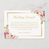シックエレガント金ゴールドピンクフローラ結婚ズ詳細 エンクロージャーカード (正面)