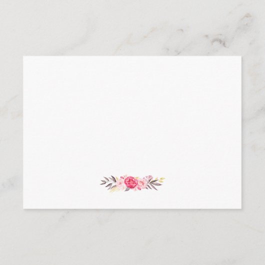 シックエレガント金ゴールドピンクフローラ結婚ズ詳細 エンクロージャーカード (裏面)