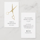 シックエレガント金ゴールドフォイル美容師シザーロゴ 名刺 (正面/裏面)