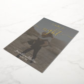 シックエレガント金ゴールドフォトグ結婚ラフのテーブル番号 箔招待状 (回転した状態)