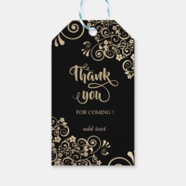 シックエレガント金ゴールドフラワーサンキュー ギフトタグ