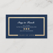 シックエレガント金ゴールドブルー卒業クラス名ca コーリングカード (裏面)