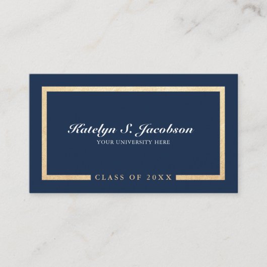 シックエレガント金ゴールドブルー卒業クラス名ca コーリングカード (正面)