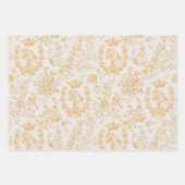 シックエレガント金ゴールドベージュエクエストリアンフローラトワール ラッピングペーパーシート (正面3)