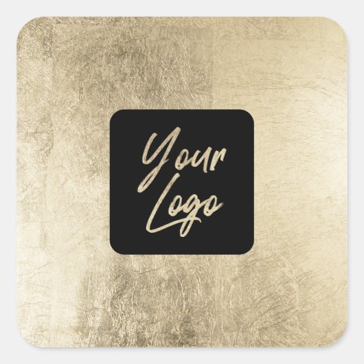 シックエレガント金ゴールドホイルモダンスクエアロゴを追加 スクエアシール (正面)