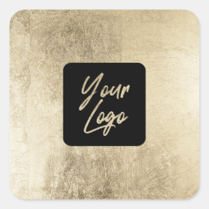 シックエレガント金ゴールドホイルモダンスクエアロゴを追加 スクエアシール