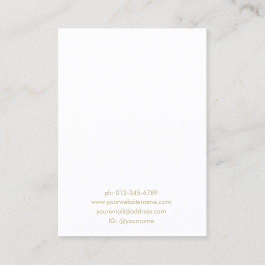 シックエレガント金ゴールドホワイトジュエリーイヤリングディスプレイ 名刺 (裏面)