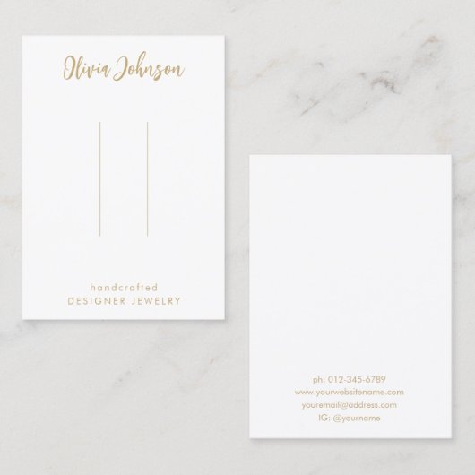 シックエレガント金ゴールドホワイトヘアクリップディスプレイ 名刺 (正面/裏面)