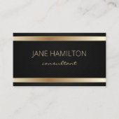 シックエレガント金ゴールドミニマリストブラック 名刺 (正面)