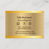 シックエレガント金ゴールドミニモダンマリストブラックゴールデン 名刺 (裏面)