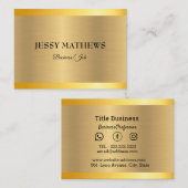 シックエレガント金ゴールドミニモダンマリストブラックゴールデン 名刺 (正面/裏面)