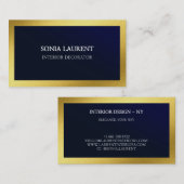 シックエレガント金ゴールドメタリックネイビーブルーミニマル 名刺 (正面/裏面)