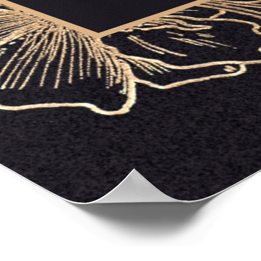 シックエレガント金ゴールドメフェイクタルフローラ結婚ズポスター ポスター (角)