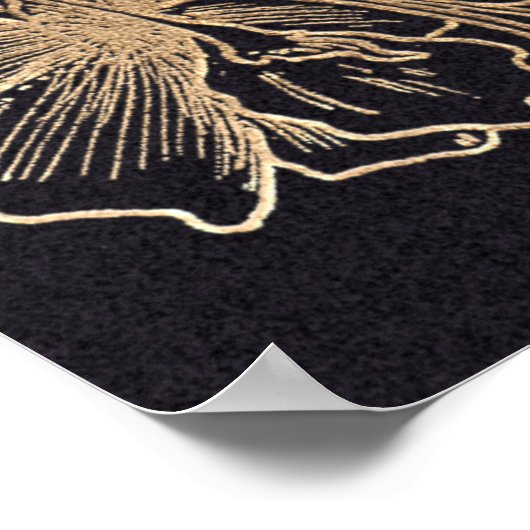 シックエレガント金ゴールドメフェイクタルフローラ結婚ズ ポスター (角)