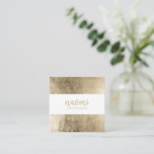 シックエレガント金ゴールドモダンミニマストライプのリスト スクエア名刺 (スタンド正面)