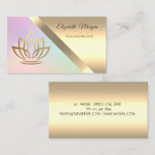 シックエレガント金ゴールドモダンロータスヨガインストラクター 名刺 (正面/裏面)