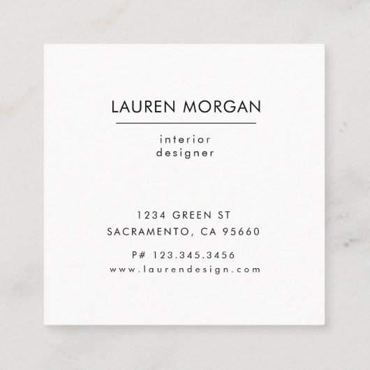 シックエレガント金ゴールドリーフフェイクフォイル名刺 スクエア名刺 (裏面)