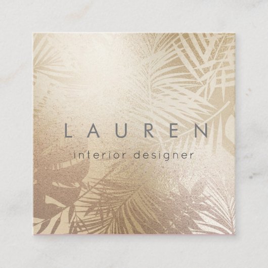 シックエレガント金ゴールドリーフフェイクフォイル名刺 スクエア名刺 (正面)