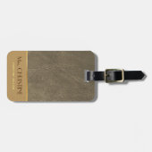 シックエレガント金ゴールドレザーブラウン名前をカスタムする ラゲッジタグ (正面横)