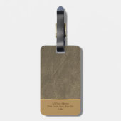 シックエレガント金ゴールドレザーブラウン名前をカスタムする ラゲッジタグ (裏面縦)