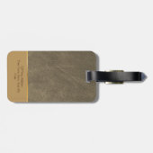 シックエレガント金ゴールドレザーブラウン名前をカスタムする ラゲッジタグ (裏面横)