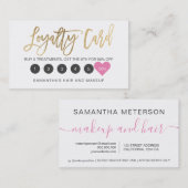 シックエレガント金ゴールド化粧ヘアピンクハート ロイヤリティカード (正面/裏面)