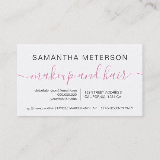 シックエレガント金ゴールド化粧ヘアピンクハート ロイヤリティカード (裏面)