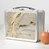 シックエレガント金ゴールド大理石風呂タオル メタルランチボックス (インサイチュ)