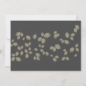 シックエレガント金ゴールド葉が日付を保存 セーブザデート (裏面)